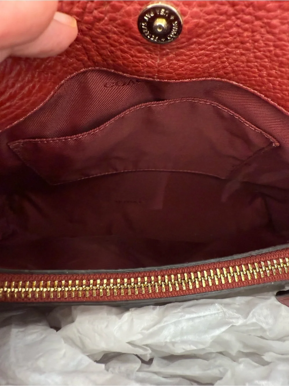 Coach Christie Red Pebbled Leather Carryall Satchel with Gold Hardware-EUC